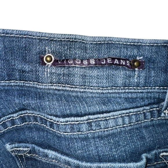 Vigoss JR Women’s Jeans Size 5 Blue Bootcut Distressed Lowrise Faded Whiskering - Picture 5 of 8